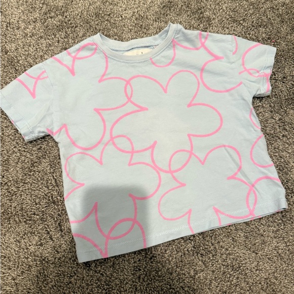 Zara Other - Zara Kids Blue Tee with Pink Floral Design